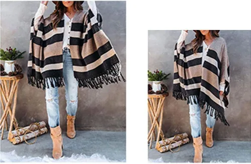 Vista 6 de Suéter de punto de pashmina de moda para mujer