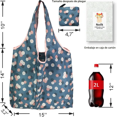 Vista 3 de Bolsa Tote, Paquete de 4 Bolsas de Comestibles Reutilizables de 50 Libras, Regalo Para Mujeres, Bolsas de Compras Plegables a Granel Con Asas