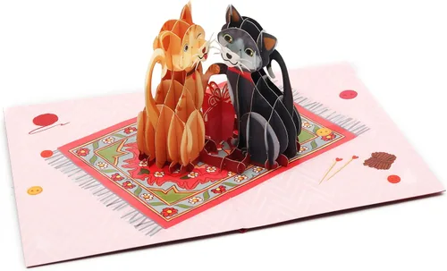 Vista 4 de Liif Love Cats Tarjeta de felicitación 3D para el día de San Valentín, tarjeta de cumpleaños de gato feliz, aniversario, pensando en ti, solo porque