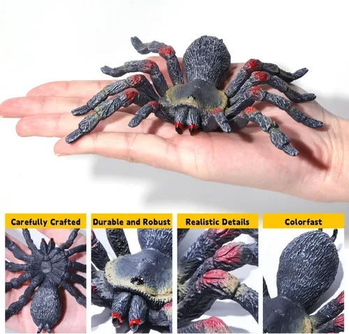 Vista 3 de SIENON 2 juguetes realistas de animales de araña lobo, figura de insecto de tarántula de Whiteknee, modelo de acción para niños, educación, bromas