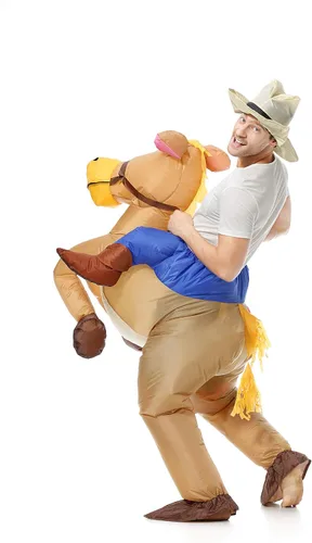 Vista 2 de EONPOW disfraz inflable de caballo para Halloween