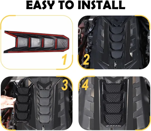 Vista 5 de Cubierta de cubierta de cubierta de motor compatible con Chevrolet Corvette C8 2020-2023, cubierta de motor de borde, accesorios C8, 1 unidad