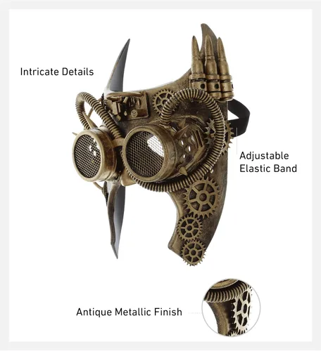 Vista 2 de Attitude Studio Steampunk Gladiator - Gafas de robot con media máscara