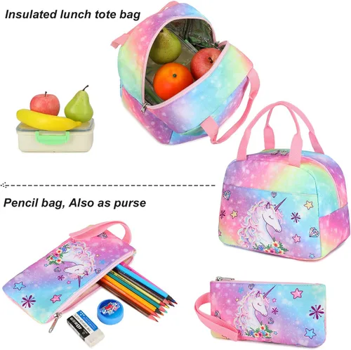 Vista 5 de BTOOP Mochilas escolares para niñas, mochila ligera y bonita bolsa de almuerzo para niños y estuche para lápices