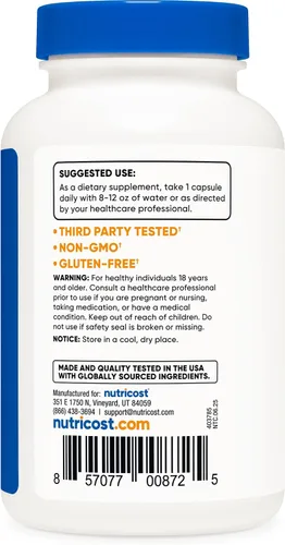 Vista 4 de Nutricost - Cápsulas de hierba de San Juan (500 mg) 120 cápsulas - Vegetarianas, sin gluten y sin OMG