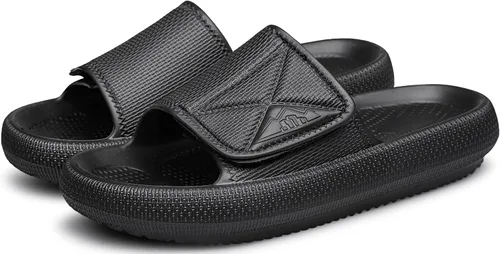 Vista 2 de Sandalias deslizantes de suela gruesa para mujer, pantuflas de nube para hombre, sandalias de baño acolchadas, pantuflas de almohada ajustables