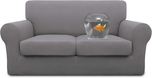 Vista 30 de Easy-Going Funda de sofá 100% impermeable doble de 3 piezas, elástica, suave, para perros, para sofá de 2 cojines separados, protector de muebles a