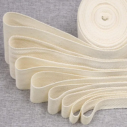 Vista 4 de Cinta de sarga de algodón de 1 pulgada, 55 yardas, rollo de cinta natural suave para costura, manualidades, decoración del hogar, color beige
