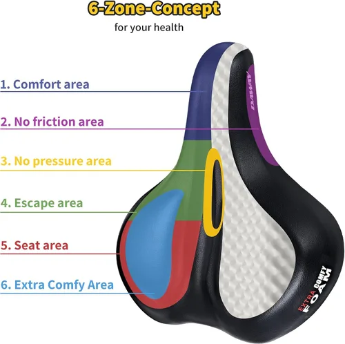 Vista 2 de DAWAY C50 - Asiento de bicicleta cómodo de gran tamaño, repuesto extra ancho con cojín de espuma viscoelástica para hombres y mujeres, cómodo
