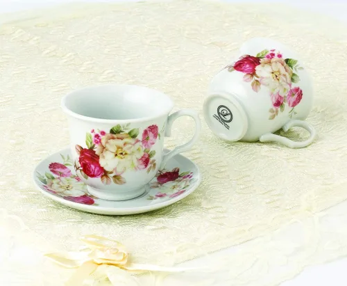 Vista 3 de Lorren Home Trends 230-1234 Tazas y platillos, talla única, rojo