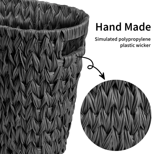Vista 4 de GRANNY SAYS Cesta de basura de mimbre, papelera impermeable para baño, cestas de basura decorativas boho con asas, papelera para dormitorio