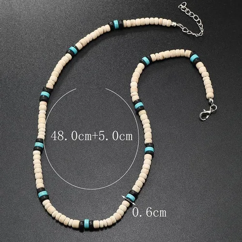 Vista 4 de Caiyao Puka - Collar de cuentas de concha para hombre, collar de semillas de surfista de verano, collar de cuentas de concha de mar para mujer