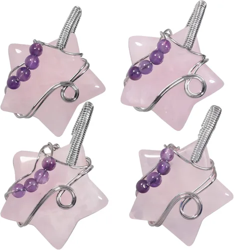 Vista 3 de Nupuyai Collar con colgante de piedra de cristal curativo natural para mujer hecho a mano con alambre envuelto en cristal de cuarzo