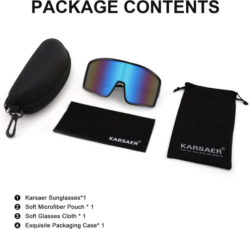 Vista 6 de Karsaer Vision Sports - Gafas de sol de ciclismo de una pieza para exteriores resistentes al viento gafas de los años 80 para mujeres y hombres