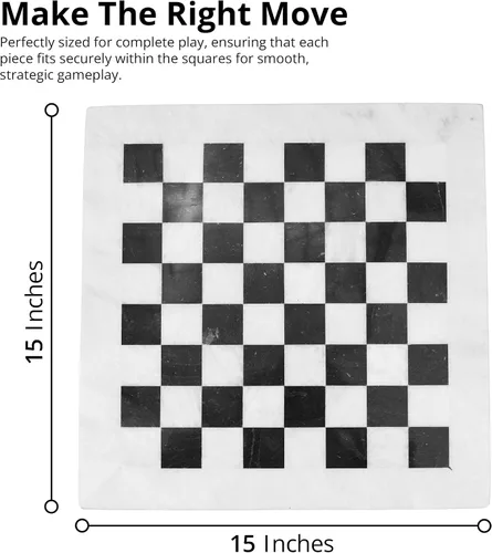 Vista 3 de RADICALn Tablero de ajedrez blanco y negro hecho a mano de mármol de 15 pulgadas 2-Blanco y negro
