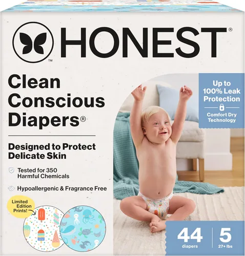 Vista 39 de The Honest Company Clean Conscious - Pañales para pieles delicadas, hasta un 100% a prueba de fugas, hipoalergénicos, sin fragancia, género neutro