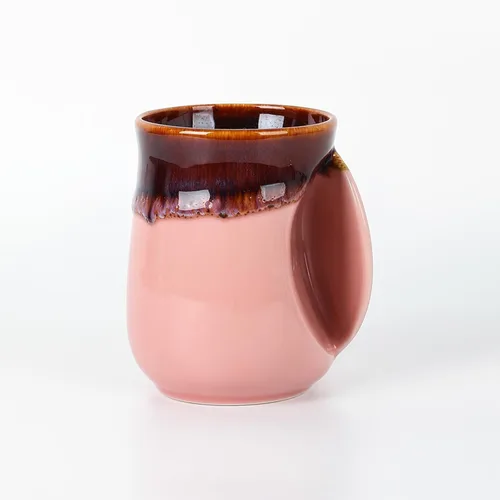 Vista 18 de Selamica - Taza de porcelana de 18 onzas con calentador de manos para diestros, taza de café, taza de té para familiares y pareja - Azul
