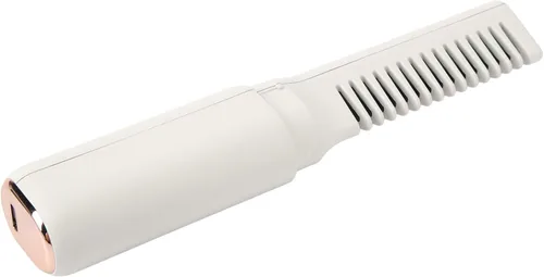 Vista 3 de Mini alisador de pelo recargable inalámbrico, cepillo de peine portátil con 3 temperaturas ajustables para todo tipo de cabello (caqui)
