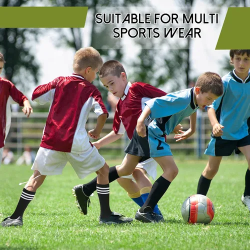 Vista 4 de Zando Calcetines deportivos de algodón con tres rayas para niños y niñas, uniforme de tubo, lindo tubo hasta la rodilla
