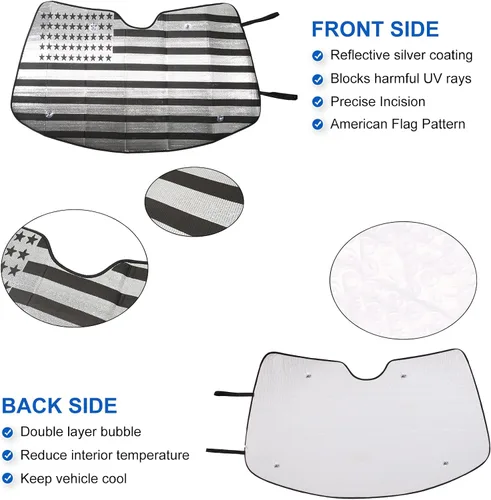 Vista 4 de Parasol para parabrisas compatible con Chevrolet Corvette C8 2020-2026, parasol plegable para ventana delantera, visera de protección solar