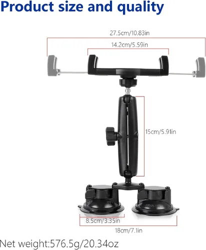 Vista 2 de Pilots - Soporte para tablet con ventosas dobles fuertes, soporte universal para iPad para aviones, coche, barco, camión, parabrisas, compatible
