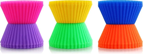 Vista 5 de New Star Foodservice 44270 Vasos de silicona reutilizables para hornear y forros para cupcakes, juego de 24