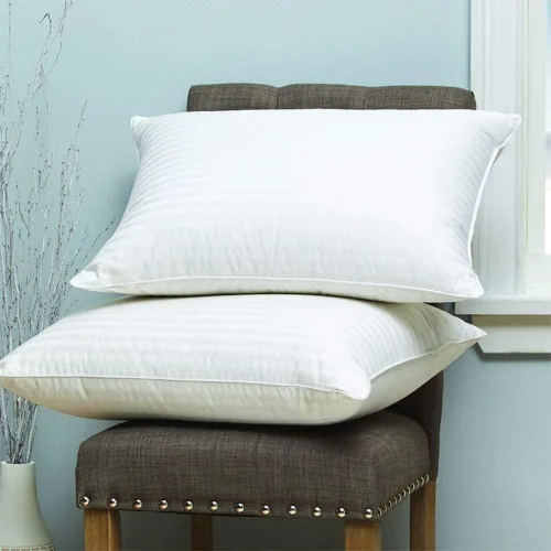 Vista 2 de Cuddledown Dreamstead 600 Fill Power Almohada Plumón blanco europeo Carcasa 100% algodón, rayas de damasco Hipoalergénica Hecha a mano