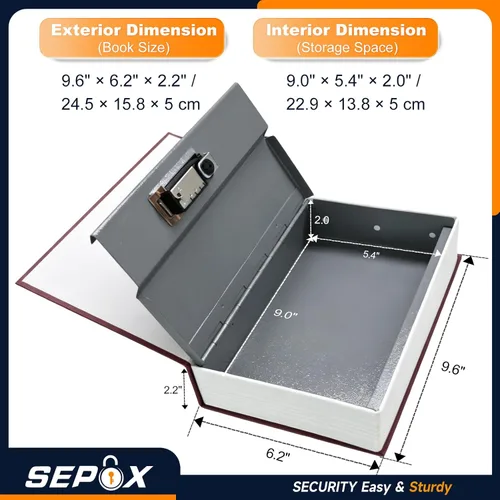 Vista 4 de SEPOX® 6 cajas de seguridad diferentes para libros, caja grande para libros con cerradura de combinación reajustable de primera calidad, segura