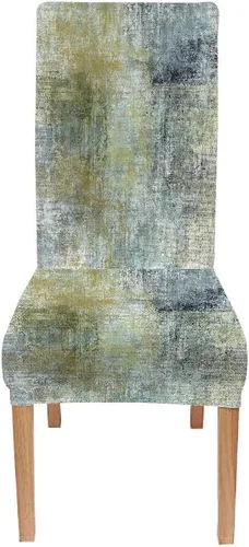 Vista 84 de TOMWISH Juego de 2 fundas para sillas de comedor, color turquesa y gris, fundas elásticas para sillas Parsons, de elastano, lavables, protectores