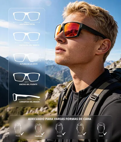 Vista 5 de KALIYADI Gafas de sol polarizadas para hombre y mujer: gafas de sol con UV400 para conducir, correr, ciclismo