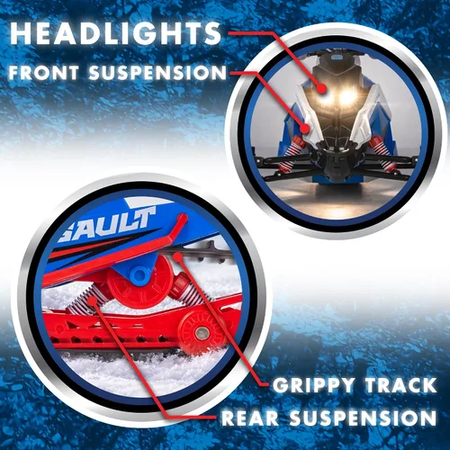 Vista 8 de NKOK Polaris Switchback Assault RC - Juguete para motos de nieve a control verde con azul