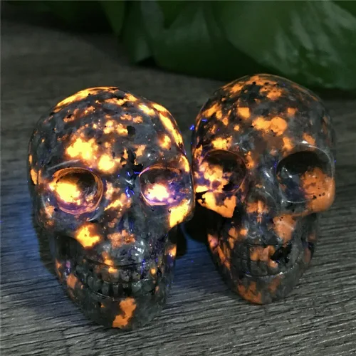 Vista 5 de TEAMWILL 2" Natural Flame's Stone Cuarzo Calavera Cristal Tallado a Mano Curación 1pc