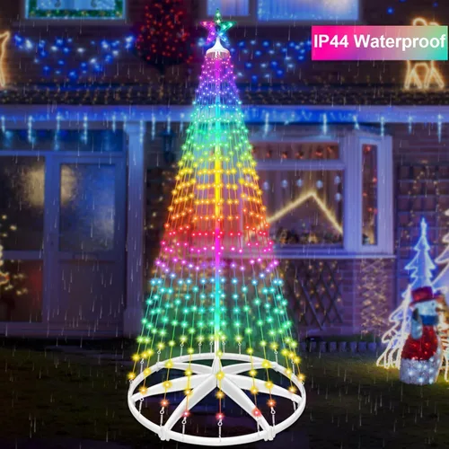Vista 6 de 9.5 pies 510 luces LED inteligentes de árbol de Navidad, árbol artificial iluminado con estrella superior, sincronización de música con control