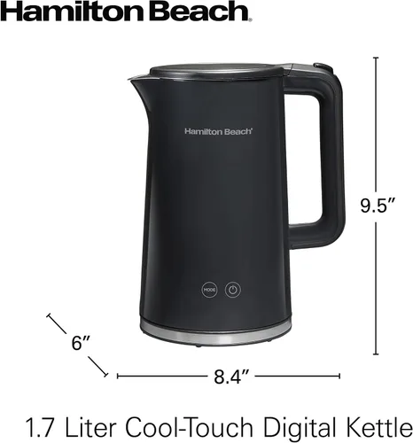 Vista 8 de Hamilton Beach Hervidor de té eléctrico con control de temperatura digital, caldera de agua caliente y calentador de 1.7 L, 5 modos preestablecidos