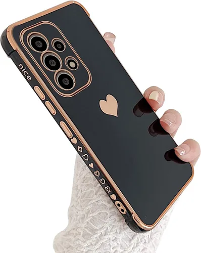Vista 226 de phylla Funda de teléfono compatible con Samsung Galaxy A12 de 6.5 pulgadas, lindo corazón chapado en oro, elegante funda de lujo para mujer
