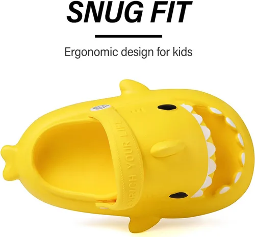 Vista 5 de GUUMOR Sandalias de tiburón para niños, pantuflas de tiburón para niños y niñas, sandalias de almohada con suela gruesa, suaves y antideslizantes