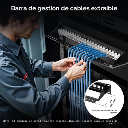 Vista 2 de Cable Matters Panel de conexión Keystone de 1U de 24 puertos con gestión