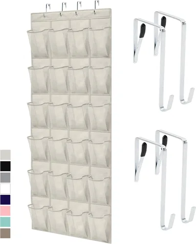 Vista 14 de Gorilla Grip - Zapatero para colgar en la puerta, 24 bolsillos de malla para sostener hasta 40 libras, organizador para parte trasera del armario