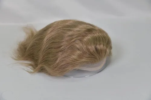 Vista 3 de Voloria Toupee para hombres 100% cabello humano europeo suizo frente encaje frontal natural piezas de cabello 0.003 in piel fina PU V-looped sistema