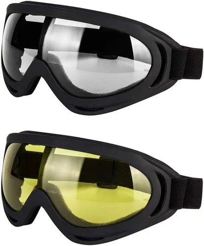 Vista 13 de LJDJ Gafas de motocicleta – Juego de 2 gafas – Dirt Bike ATV Motocross anti-UV ajustable para montar fuera de carretera protección combate táctico