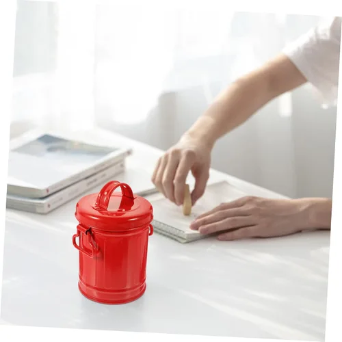 Vista 9 de Cabilock Cubo de almacenamiento de metal, tapa de escritorio, soporte para bolígrafo, mini organizador de papelería, papelera de hierro
