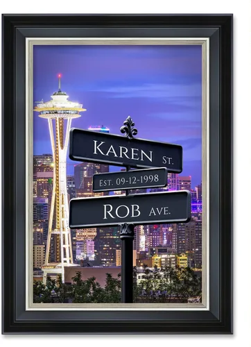 Vista 82 de IPIC - Personalized Framed Canvas with Custom Street Sign in Boston Personalized Street Signs with Names, Custom Canvas Print, Boston Sunset
