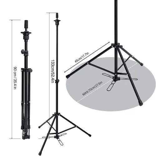Vista 3 de HYOUJIN Soporte alto para cabeza de peluca, trípode para cabeza de maniquí, soporte ajustable con panel de pie para cabeza de maniquí, cabeza