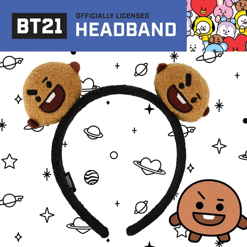 Vista 29 de Concept One BT21 LINE FRIENDS - Diadema bordada de felpa 3D para mujer, Chimmy