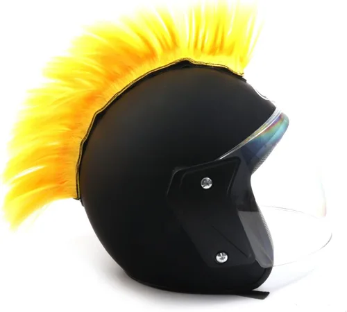 Vista 7 de Pelucas con Cresta Mohawk para Casco de Motocicleta, Ciclismo, Patinetas, Polo, Esquí, Snowboard, Traje de Cosplay Negro