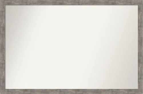Vista 143 de Amanti Art Silver Bathroom Mirror for Over Sink, 26x45 Custom Made Marred Pewter Rectangle Vanity Mirror, Oversize Casual Wood Frame, Hangs Estaño