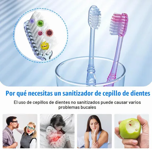 Vista 2 de TAISHAN Estuche para cepillo de dientes desinfectante UV, mini soporte portátil para cepillos de dientes con función de secado de ventilador, mata