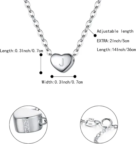 Vista 6 de BriLove Gifts for Mom Girls Women 925 Sterling Silver Tiny Initial Heart Pendant Choker Necklace for Mothers DayValentines