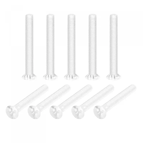 Vista 10 de uxcell Tornillos plásticos de la máquina Phillips de M4 x 19.7 ft m, pernos de máquina de cabeza plana de la PC transparentes 25pcs