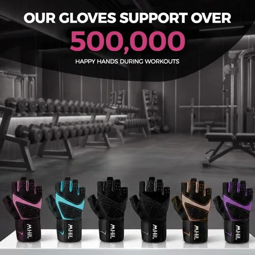 Vista 9 de MhIL Guantes de entrenamiento para mujer – Guantes de gimnasio transpirables para mujer con protección de palma y agarre mejorado – Guantes